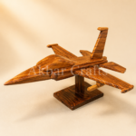 Handcrafted Wooden Fighter Jet Model with Display Stand