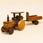 Handcrafted Wooden Tractor with Farm Trolley