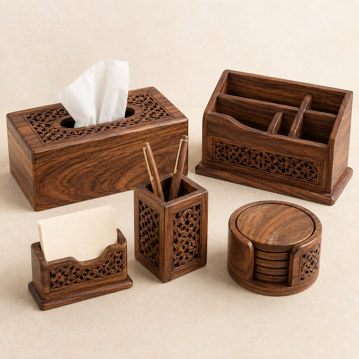 Handcrafted wooden table accessories
