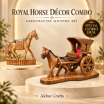 Wooden Horse Carriage Combo Deal | 2 Horses | Akbar Crafts